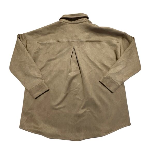 J. Jill Wearever Collection XL Tan Faux Suede Stretch Shirt Jacket Shacket - Picture 2 of 5